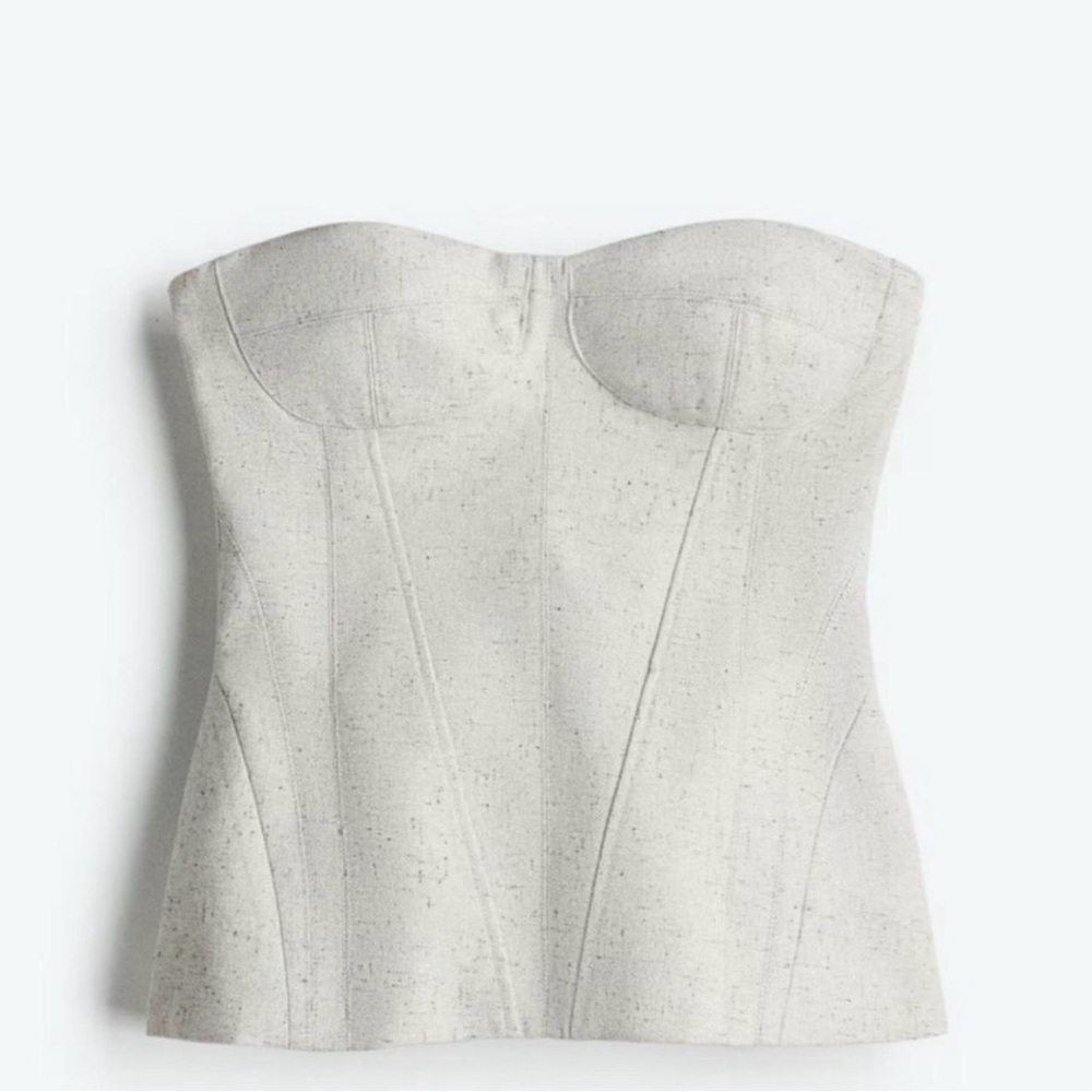 Light grey structured corset Bustier Top